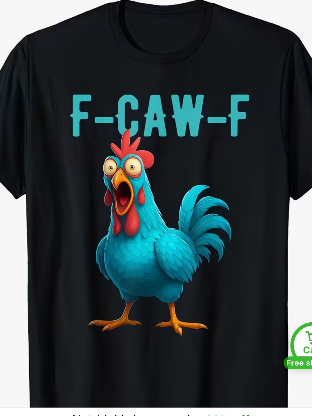 Quirky - “F-CAW-F Funny Rooster 100% cotton ladies T-Shirt Medium. NWT